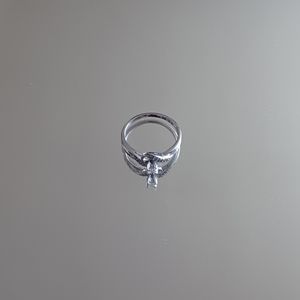 Promise Ring 10K White Gold Princess and Round Diamond